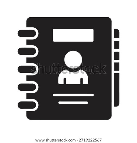 Address book contact list solid black vector icon isolated white background personal information directory phonebook symbol graphic design illustration
