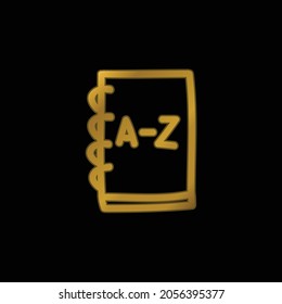Address Book Hand Drawn Outline gold plated metalic icon or logo vector