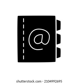 Address Book Icon in black flat glyph, filled style isolated on white background