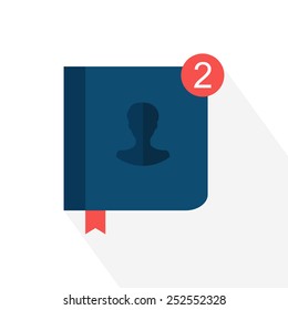 Address book icon. Contact book icon. Flat design. Vector illustration