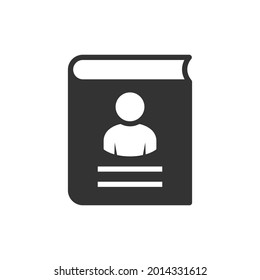Icono de la libreta de direcciones. Ilustración de la nota de contacto. Libreta telefónica. Libro con ícono humano. Diario, símbolo del bloc de notas