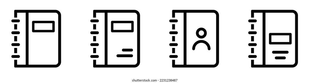 Address book icon. Contact book icon. Notebook icon, vector illustration