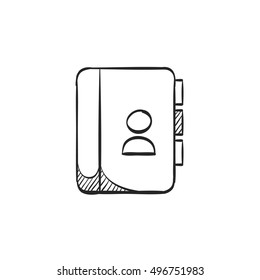 Address book icon in doodle sketch lines. contact phone list customer friend family