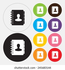 Address book icon in flat design style. Vector illustration eps 10.