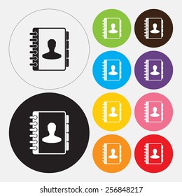 Address book icon in flat design style. Vector illustration eps 10.