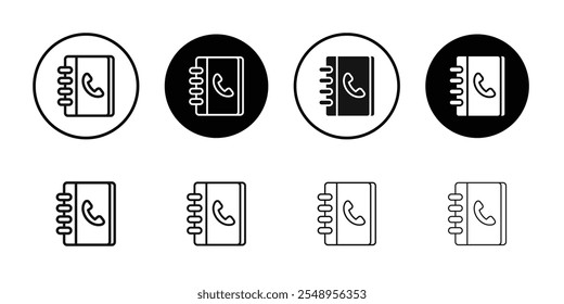 Address book icon flat line symbol set.