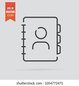 Address book icon in flat style isolated on grey background. For your design, logo. Vector illustration.