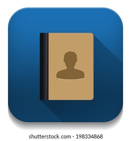 address book icon With long shadow over app button