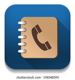 address book icon With long shadow over app button