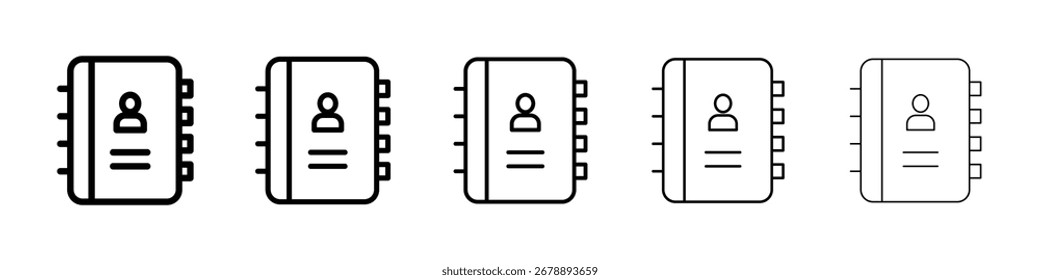 Ícone do catálogo de endereços para conceito móvel e design da Web.