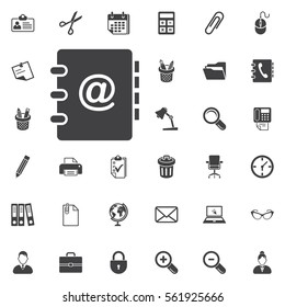 Address book icon on the white background. Office set of icons