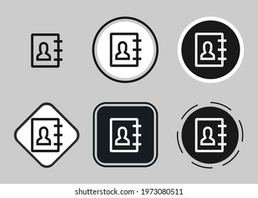 address book icon set. Collection of high quality black outline logo for web site design and mobile dark mode apps. Vector illustration on a white background	