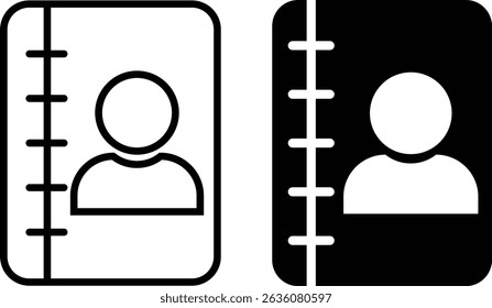 Address book icon set. Document sign. identity card and passport icon. vector illustration