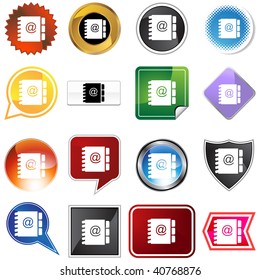Address book icon set isolated on a white background.