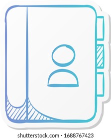 Address book icon in sticker color style. contact phone list customer friend family