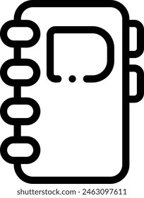Adresse Buch-Symbol. Dünnes lineares Design isoliert auf weißem Hintergrund