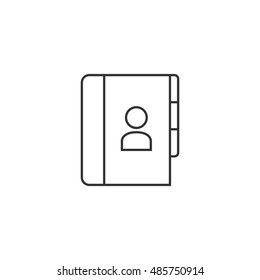 Address book icon in thin outline style. Contact phone list customer friend family