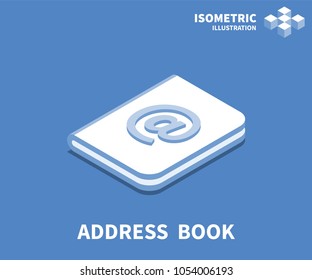 Address book icon, vector illustration in flat isometric 3D style.
