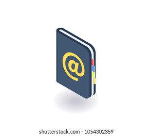 Address book icon, vector illustration in flat isometric 3D style.