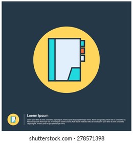 address book icon, vector illustration. Flat color design style