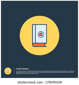 address book icon, vector illustration. Flat color design style