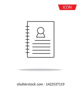 address book icon vector isolated on white background.