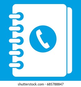Address book icon white isolated on blue background vector illustration