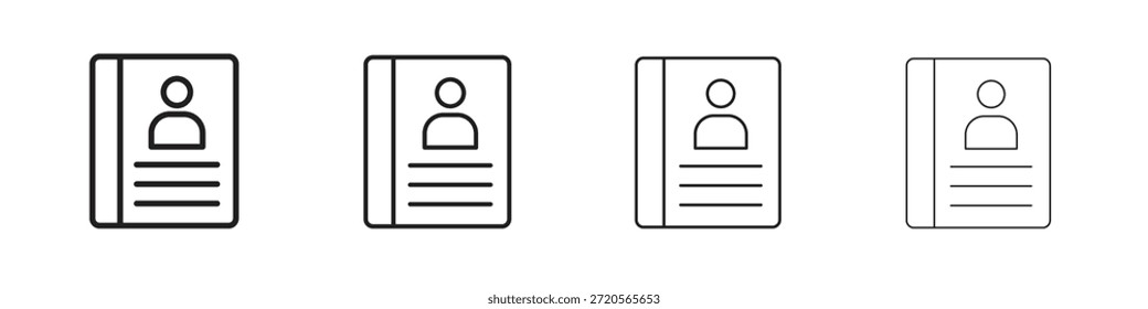 Adressbuchsymbole, die im Gliederungs-, Linien- und Strichstil erstellt wurden