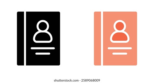Address book icons pack in black and colored version