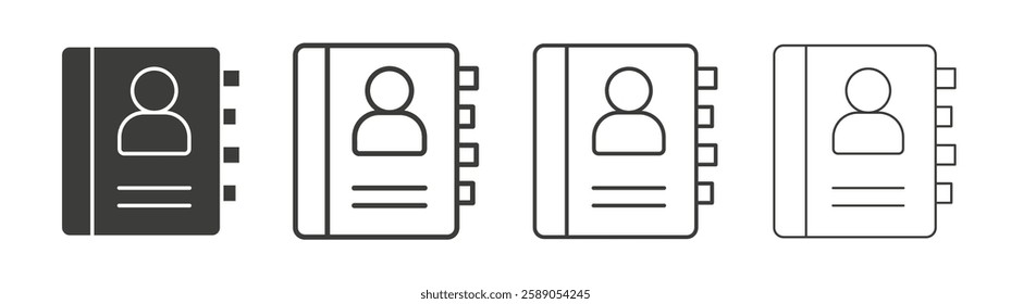 Address book icons set vectors graphic designs