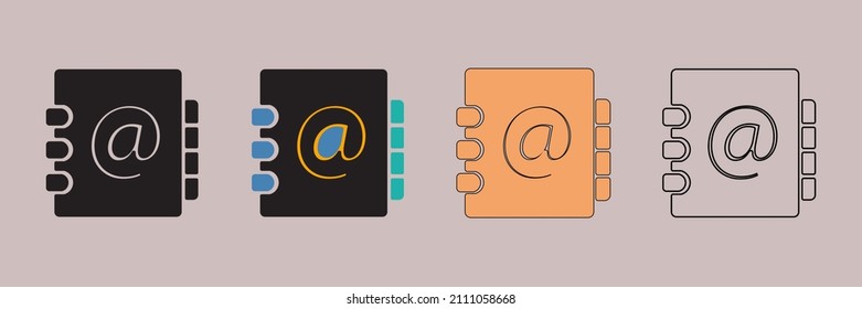 símbolos de iconos de libreta de direcciones elementos vectores para web infográfica
