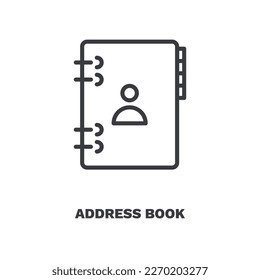 icono de la libreta de direcciones.Icono de la libreta de direcciones de línea delgada de la colección de negocios. Vector de contorno aislado en fondo blanco. El símbolo de la libreta de direcciones modificable se puede usar en la web y en el móvil