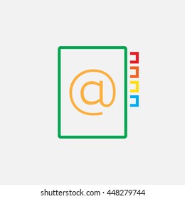 address book line icon, color outline vector pixel perfect illustration, linear pictogram isolated on white