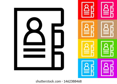 Address Book. Line Icon With Different Color Background.