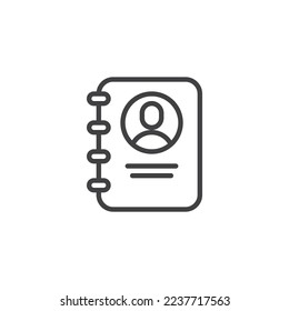 Adressbuchzeilensymbol. lineares Stilzeichen für mobiles Konzept und Webdesign. Kontaktieren Sie das Vektorsymbol des Buchumrisses. Symbol, Logo-Abbildung. Vektorgrafik