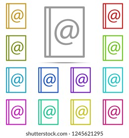 address book, mail icon in multi color. Simple outline vector of web, minimalistic set for UI and UX, website or mobile application