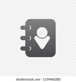 address book with man symbol on cover. On grid background