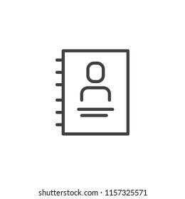 Address book outline icon. linear style sign for mobile concept and web design. Contact book simple line vector icon. Symbol, logo illustration. Pixel perfect vector graphics