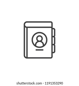 Address Book outline icon. linear style sign for mobile concept and web design. Organizer, diary simple line vector icon. Symbol, logo illustration. Pixel perfect vector graphics