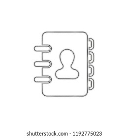 address book with person on cover. simple icon. Dotted outline silhouette with shadow on white background