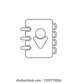 address book with person on cover. simple icon. Dotted outline silhouette with shadow on white background