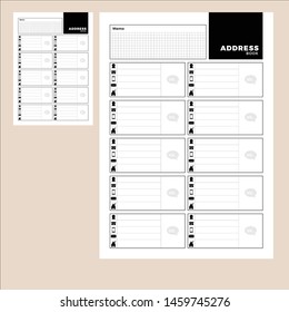 Address book. Template. Planner sheet.