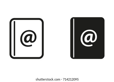Address book vector icon. Black illustration isolated on white background for graphic and web design.