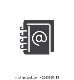 Adressbuch-Vektorsymbol. volles Flachzeichen für mobiles Konzept und Webdesign. Kontaktieren Sie das Symbol des Buchspiegels. Symbol, Logo-Abbildung. Vektorgrafik