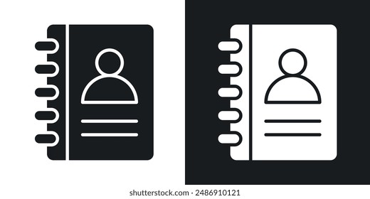 Icono de Vector de libro de Dirección en color blanco y negro sólido