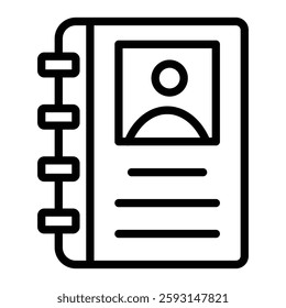 Address Book Vector Line Icon Design