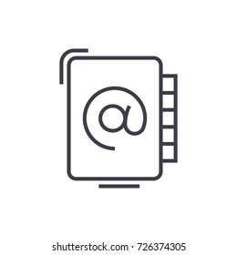 address book vector line icon, sign, illustration on background, editable strokes