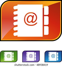 Botón web de la libreta de direcciones aislado en un fondo.