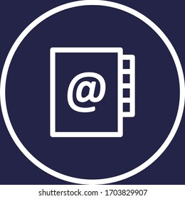 Address book white colored vector line icon with dark background