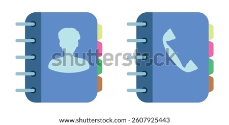 Address books. The logo of a notebook with contacts. Catalog of names, list. Telephone book. EPS 10. Vector illustrations